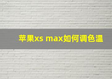 苹果xs max如何调色温